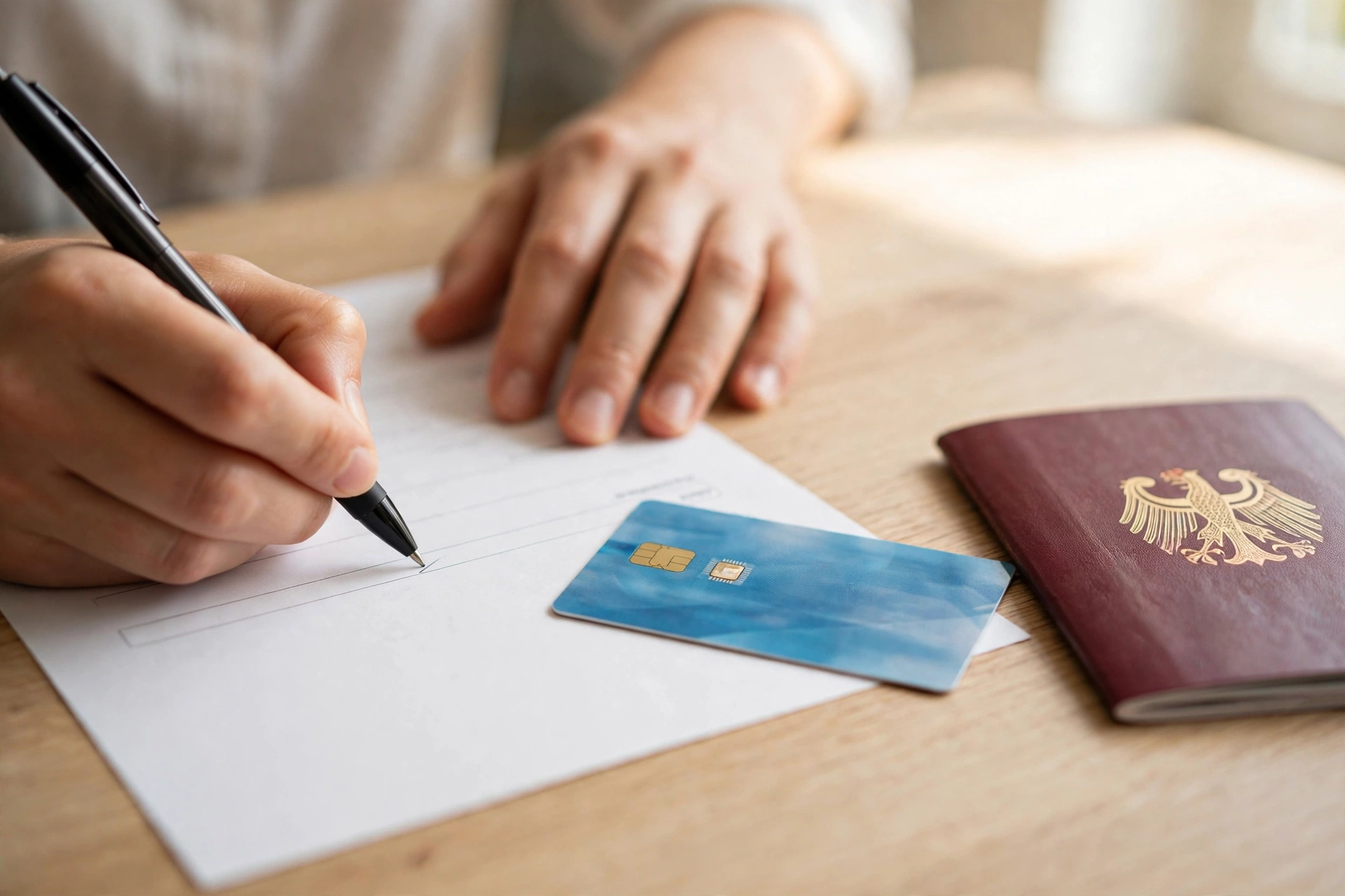 تعبئة استمارة طلب التأمين العائلي في ألمانيا مع بطاقة التأمين وجواز السفر